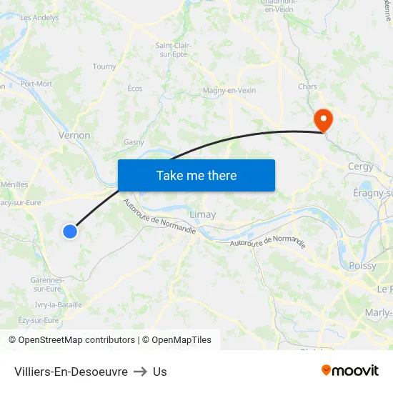 Villiers-En-Desoeuvre to Us map