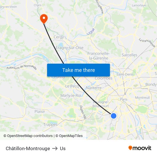 Châtillon-Montrouge to Us map