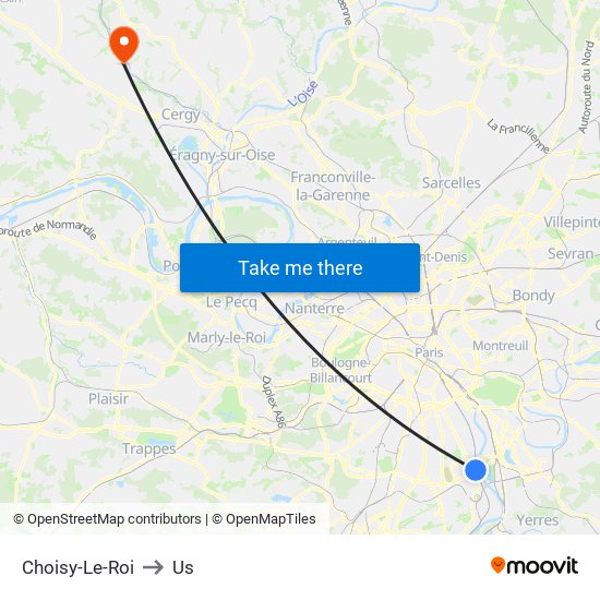 Choisy-Le-Roi to Us map