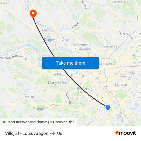 Villejuif - Louis Aragon to Us map