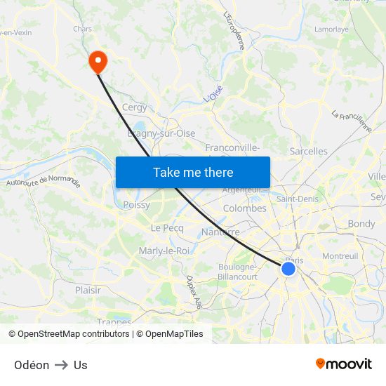 Odéon to Us map