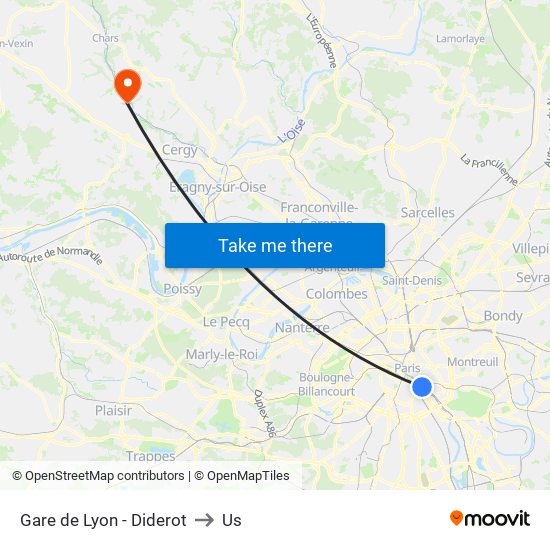 Gare de Lyon - Diderot to Us map