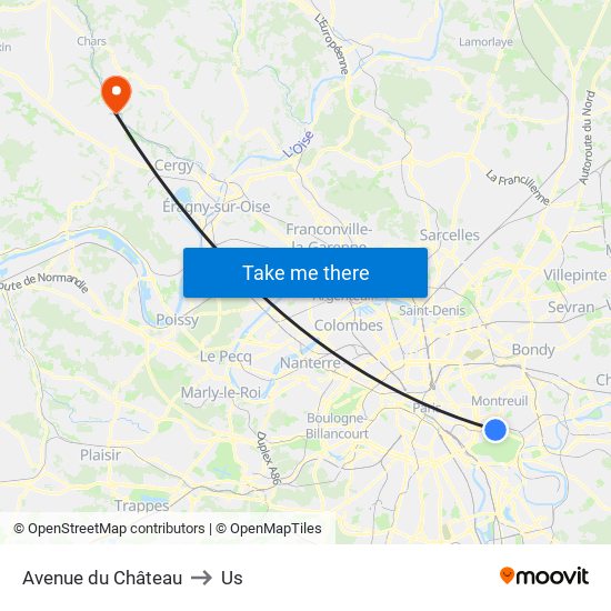 Avenue du Château to Us map