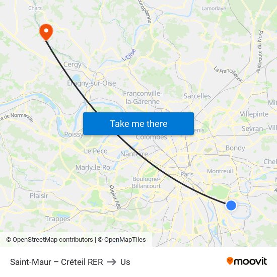 Saint-Maur – Créteil RER to Us map