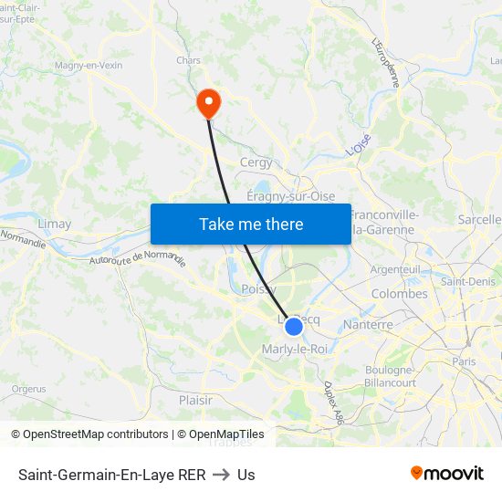 Saint-Germain-En-Laye RER to Us map