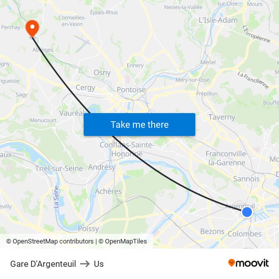 Gare D'Argenteuil to Us map