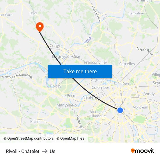 Rivoli - Châtelet to Us map