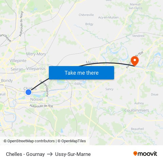 Chelles - Gournay to Ussy-Sur-Marne map