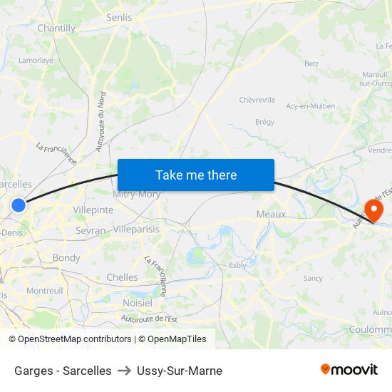 Garges - Sarcelles to Ussy-Sur-Marne map