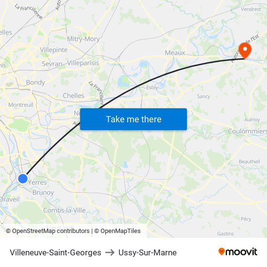 Villeneuve-Saint-Georges to Ussy-Sur-Marne map