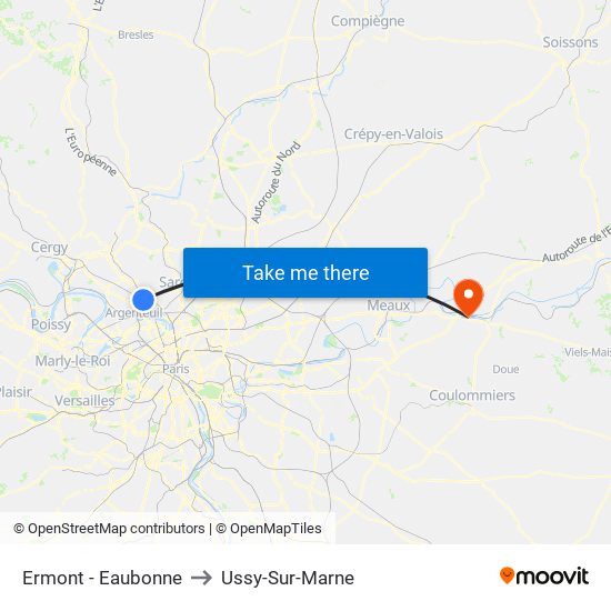 Ermont - Eaubonne to Ussy-Sur-Marne map