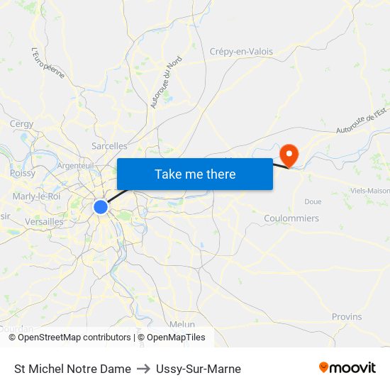 St Michel Notre Dame to Ussy-Sur-Marne map