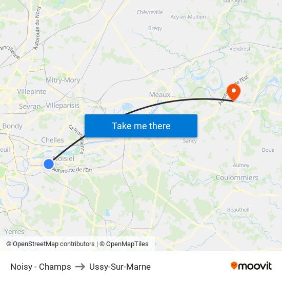 Noisy - Champs to Ussy-Sur-Marne map