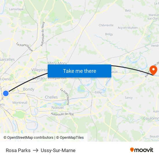 Rosa Parks to Ussy-Sur-Marne map