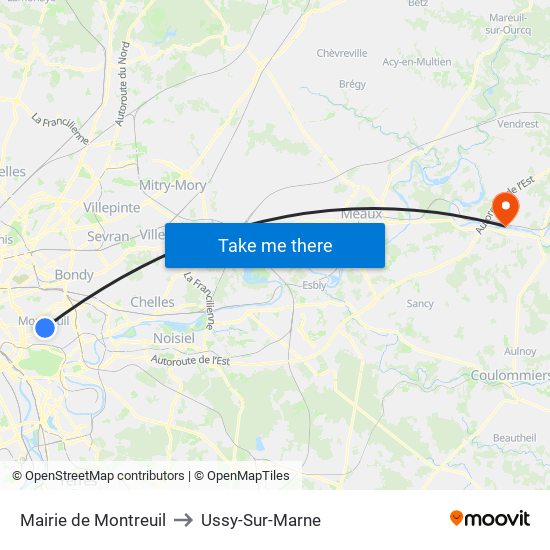 Mairie de Montreuil to Ussy-Sur-Marne map