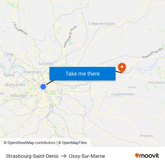 Strasbourg-Saint-Denis to Ussy-Sur-Marne map