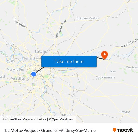 La Motte-Picquet - Grenelle to Ussy-Sur-Marne map