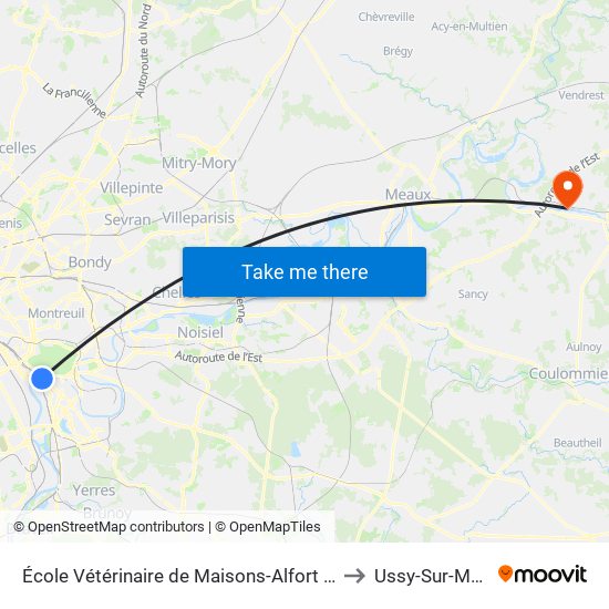 École Vétérinaire de Maisons-Alfort - Métro to Ussy-Sur-Marne map