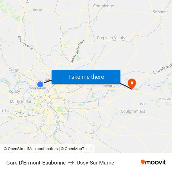 Gare D'Ermont-Eaubonne to Ussy-Sur-Marne map