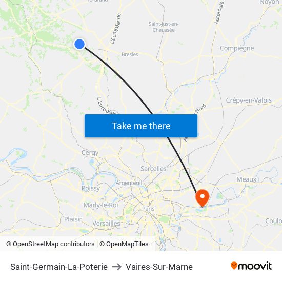 Saint-Germain-La-Poterie to Vaires-Sur-Marne map