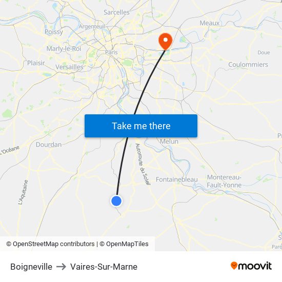 Boigneville to Vaires-Sur-Marne map