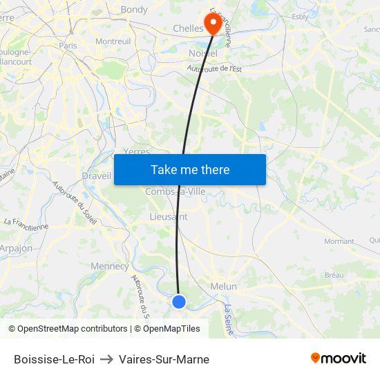 Boissise-Le-Roi to Vaires-Sur-Marne map