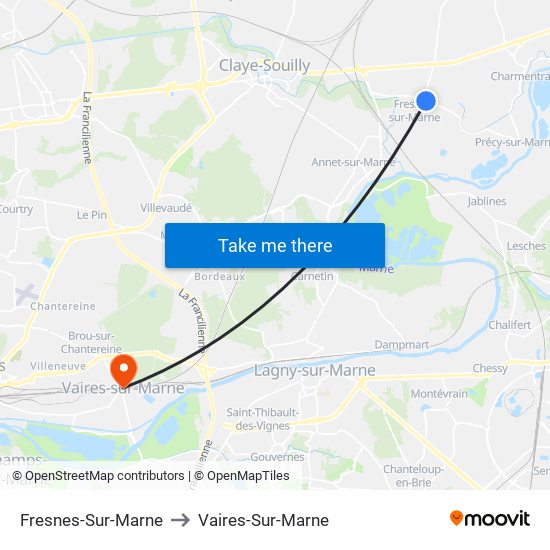 Fresnes-Sur-Marne to Vaires-Sur-Marne map