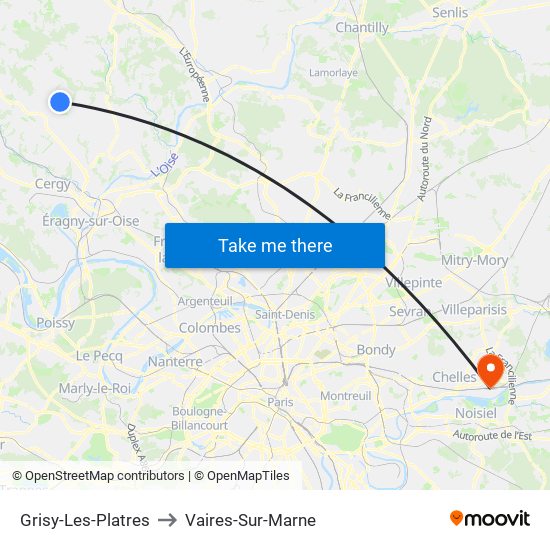 Grisy-Les-Platres to Vaires-Sur-Marne map