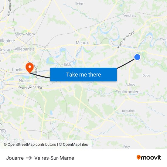 Jouarre to Vaires-Sur-Marne map