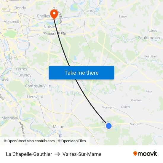 La Chapelle-Gauthier to Vaires-Sur-Marne map