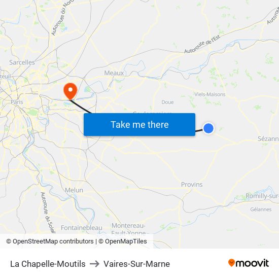 La Chapelle-Moutils to Vaires-Sur-Marne map