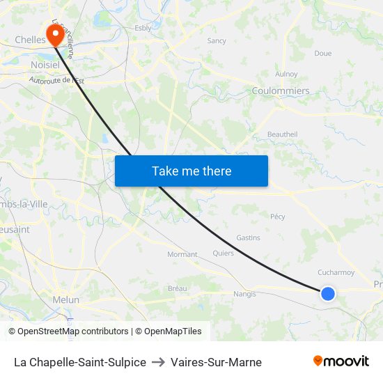 La Chapelle-Saint-Sulpice to Vaires-Sur-Marne map