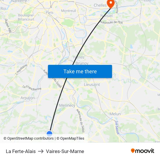 La Ferte-Alais to Vaires-Sur-Marne map