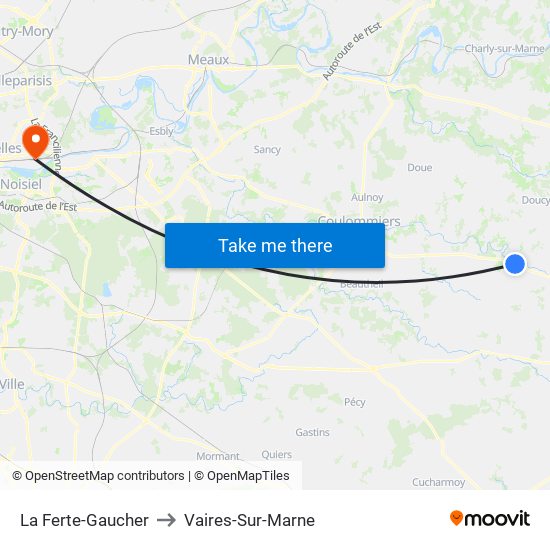 La Ferte-Gaucher to Vaires-Sur-Marne map