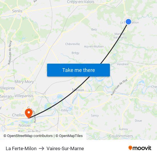 La Ferte-Milon to Vaires-Sur-Marne map
