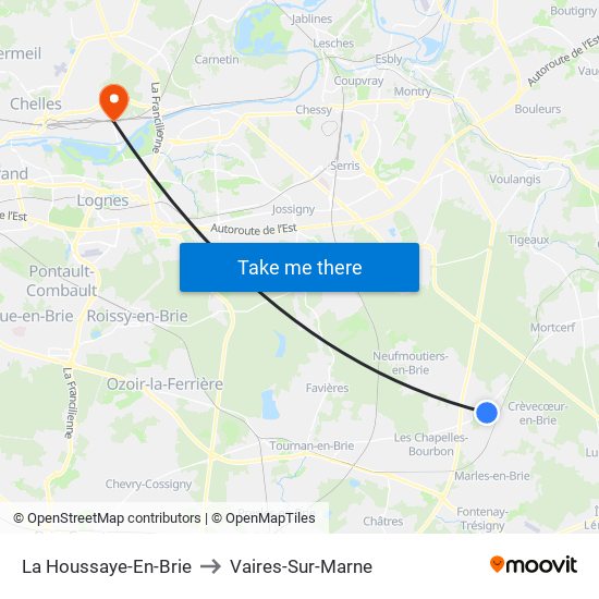 La Houssaye-En-Brie to Vaires-Sur-Marne map