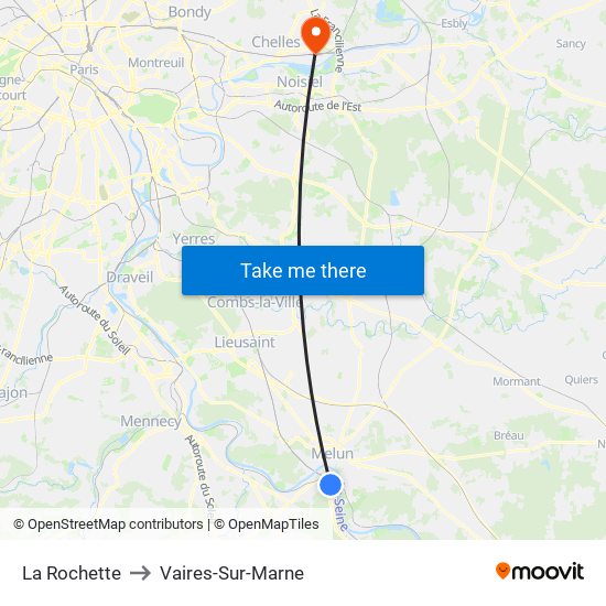 La Rochette to Vaires-Sur-Marne map