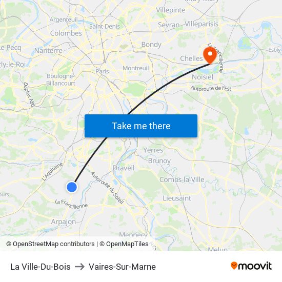 La Ville-Du-Bois to Vaires-Sur-Marne map