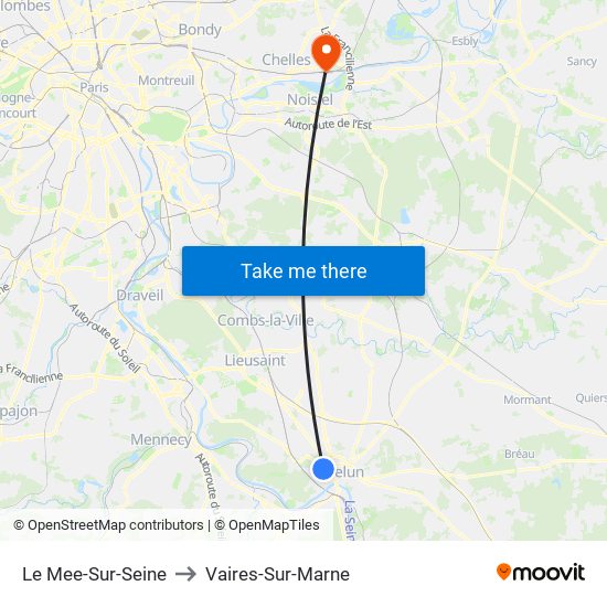 Le Mee-Sur-Seine to Vaires-Sur-Marne map