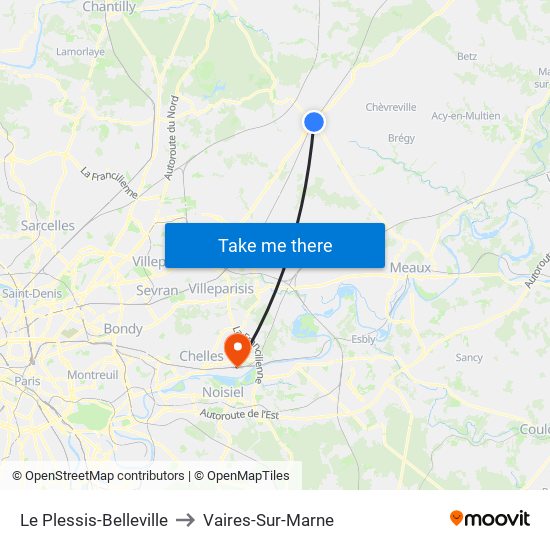 Le Plessis-Belleville to Vaires-Sur-Marne map
