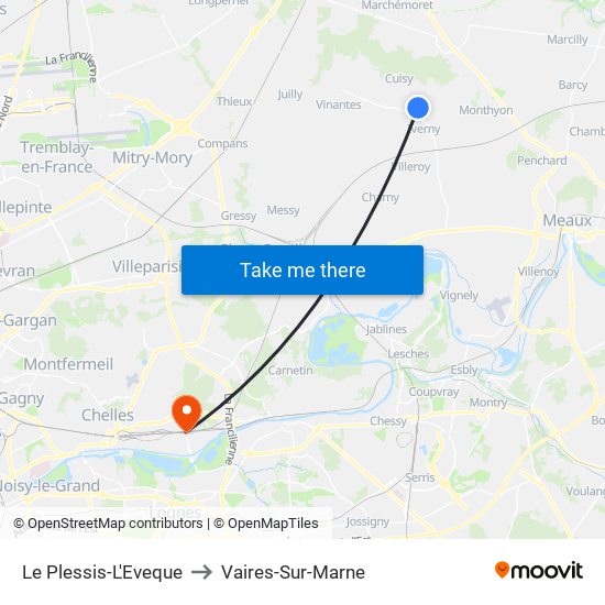 Le Plessis-L'Eveque to Vaires-Sur-Marne map