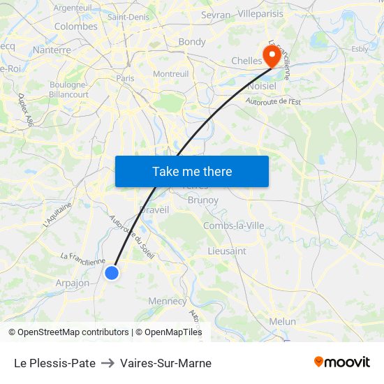 Le Plessis-Pate to Vaires-Sur-Marne map