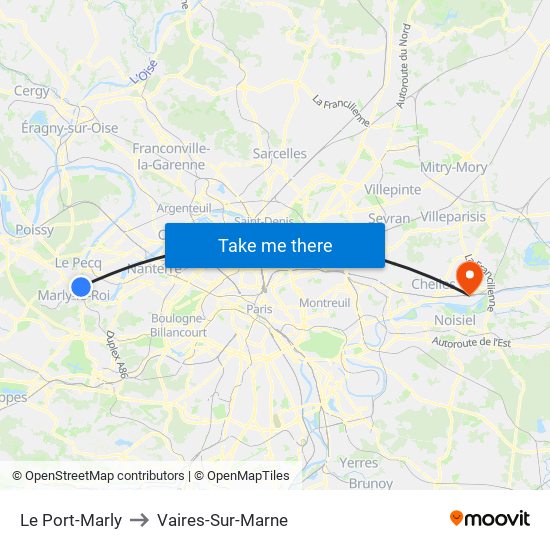 Le Port-Marly to Vaires-Sur-Marne map
