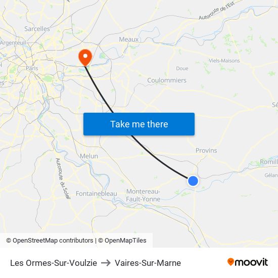 Les Ormes-Sur-Voulzie to Vaires-Sur-Marne map