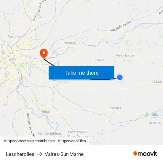 Lescherolles to Vaires-Sur-Marne map