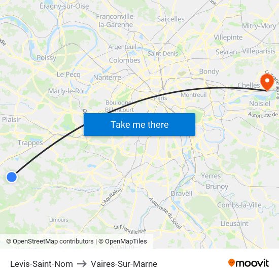 Levis-Saint-Nom to Vaires-Sur-Marne map
