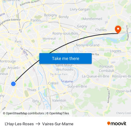 L'Hay-Les-Roses to Vaires-Sur-Marne map