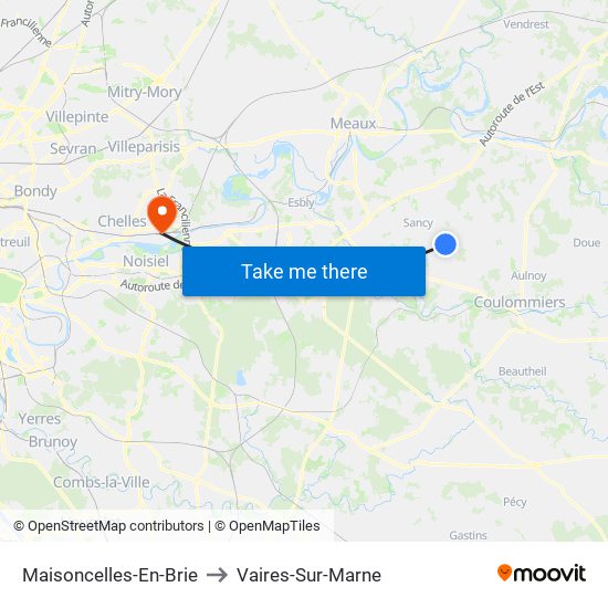 Maisoncelles-En-Brie to Vaires-Sur-Marne map
