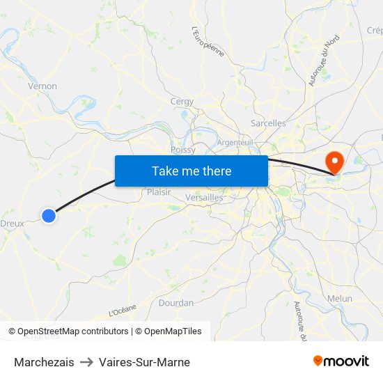 Marchezais to Vaires-Sur-Marne map