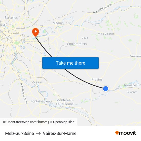 Melz-Sur-Seine to Vaires-Sur-Marne map